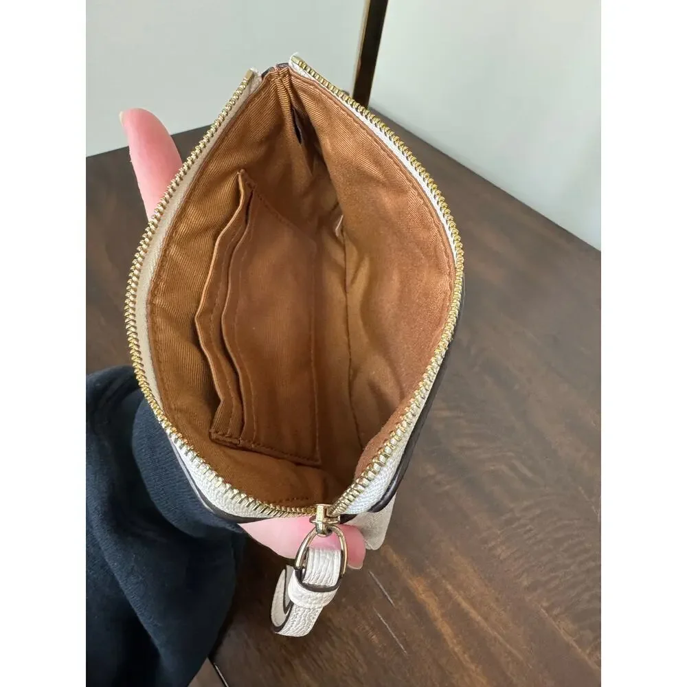 Coach Corner Zip Wristlet Gold/Chalk (off white/cream) NWOT